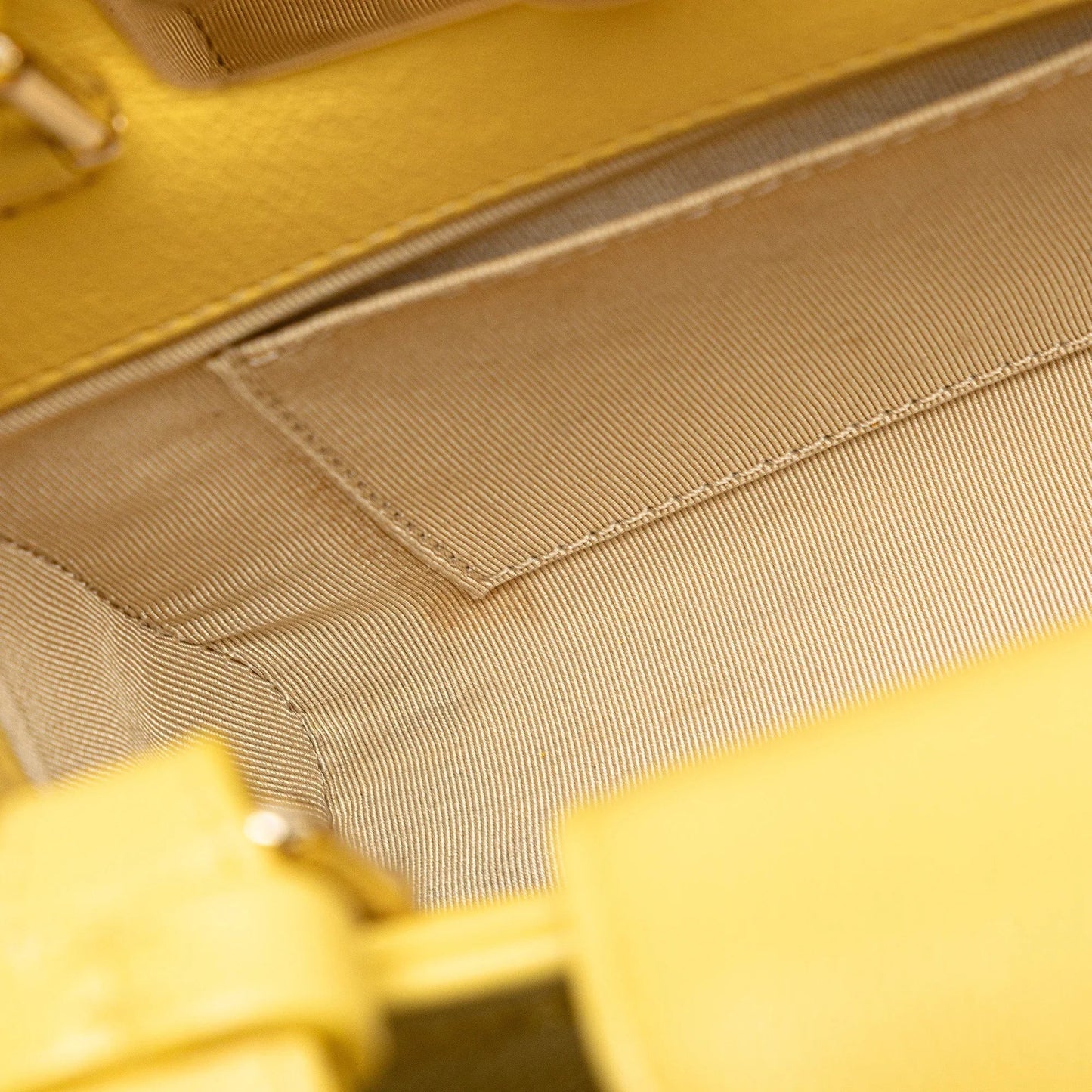 Yellow Chanel Mini Calfskin Label  Shopping Tote Satchel