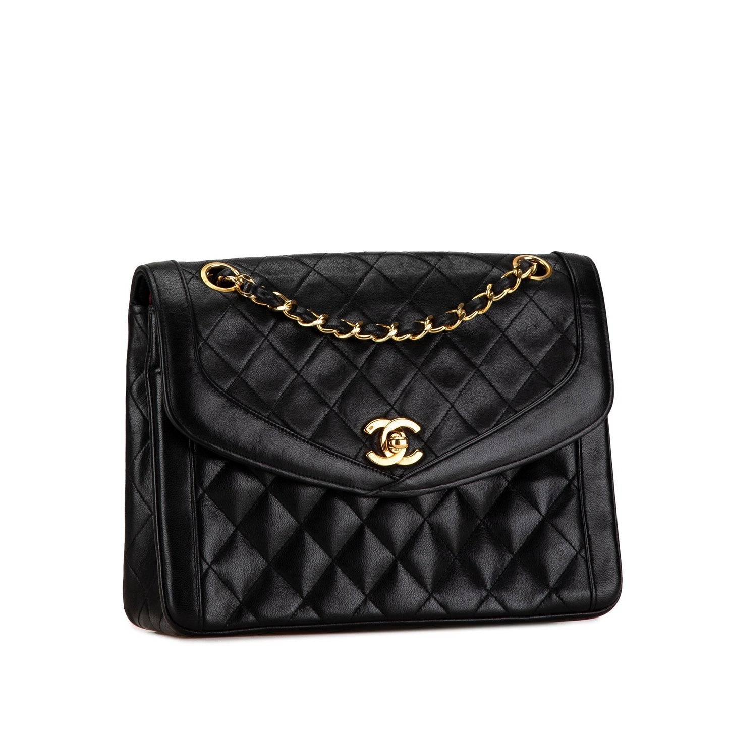 Black Chanel CC Quilted Lambskin Single Flap Shoulder Bag