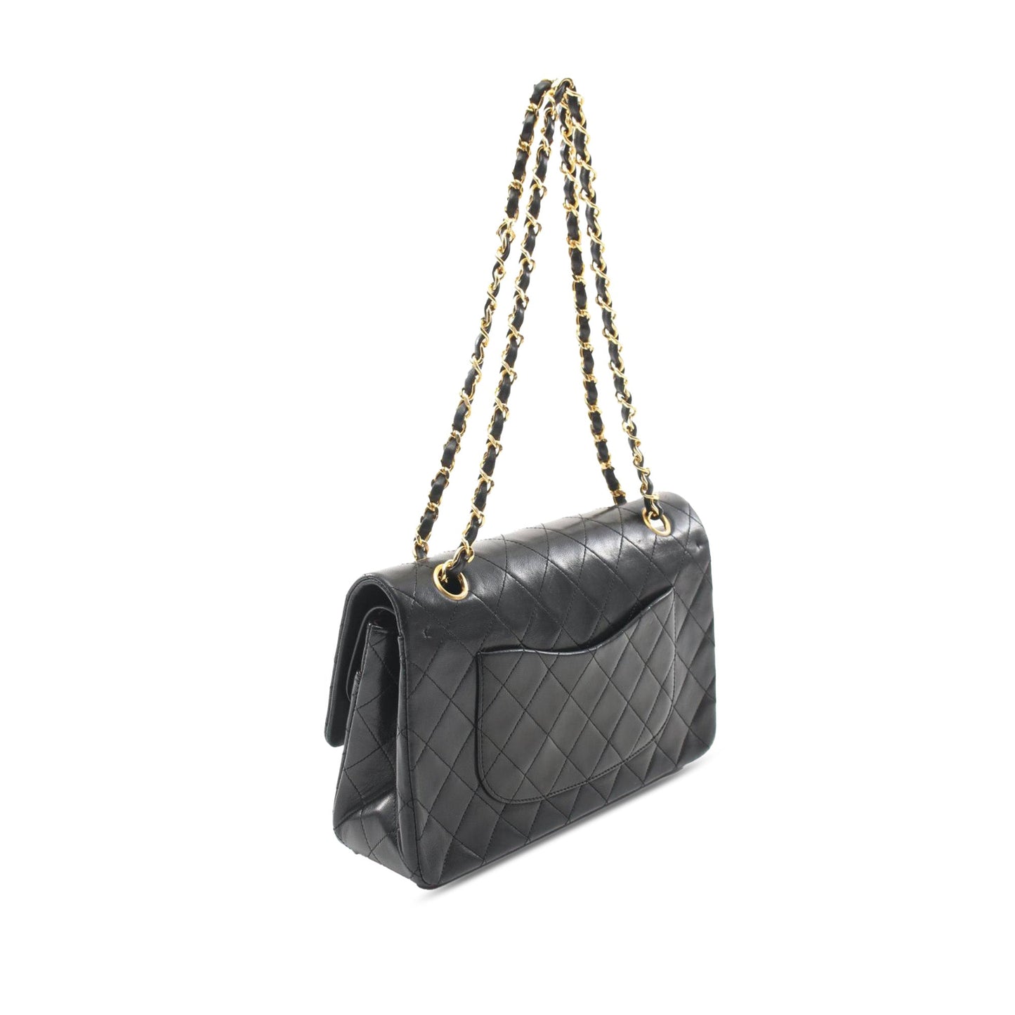 Black Chanel Medium Classic Lambskin Double Flap Shoulder Bag