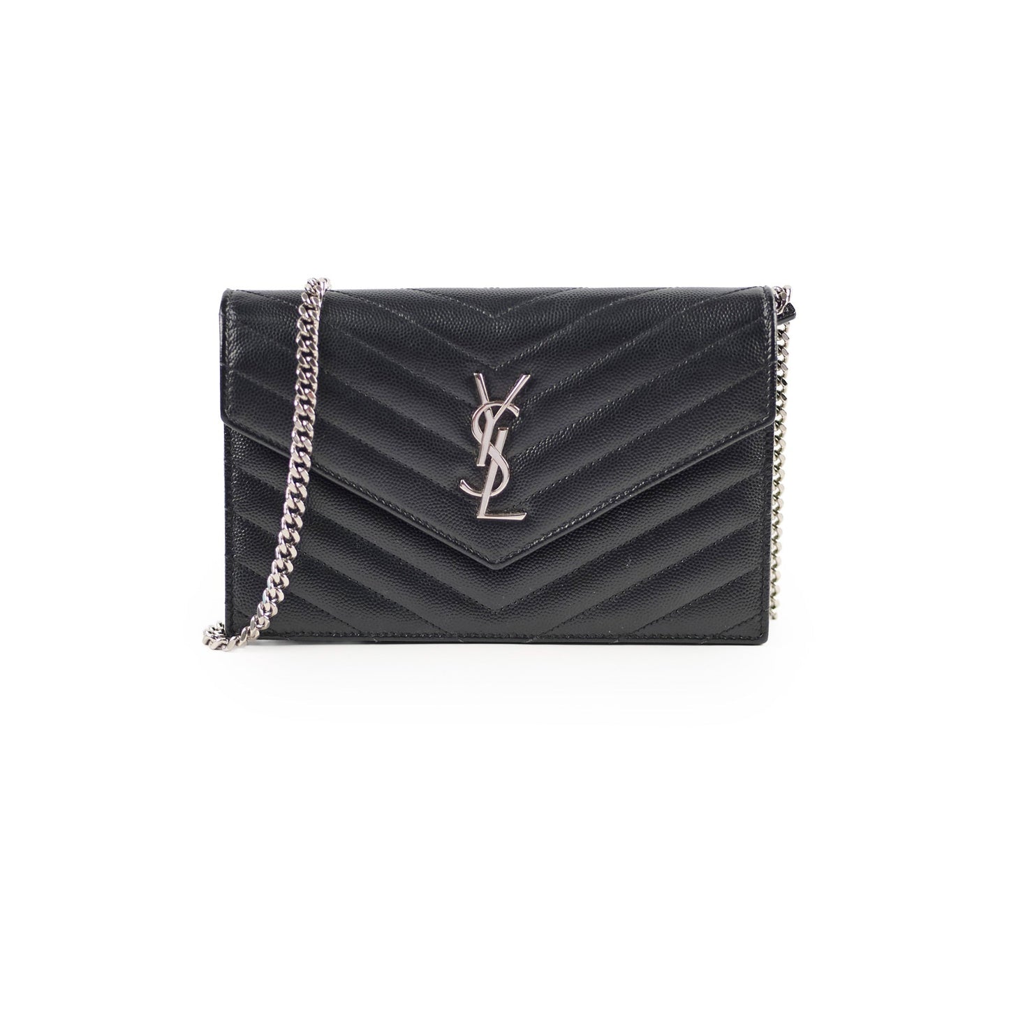 Saint Laurent Cassandre Envelope Wallet on Chain WOC Black