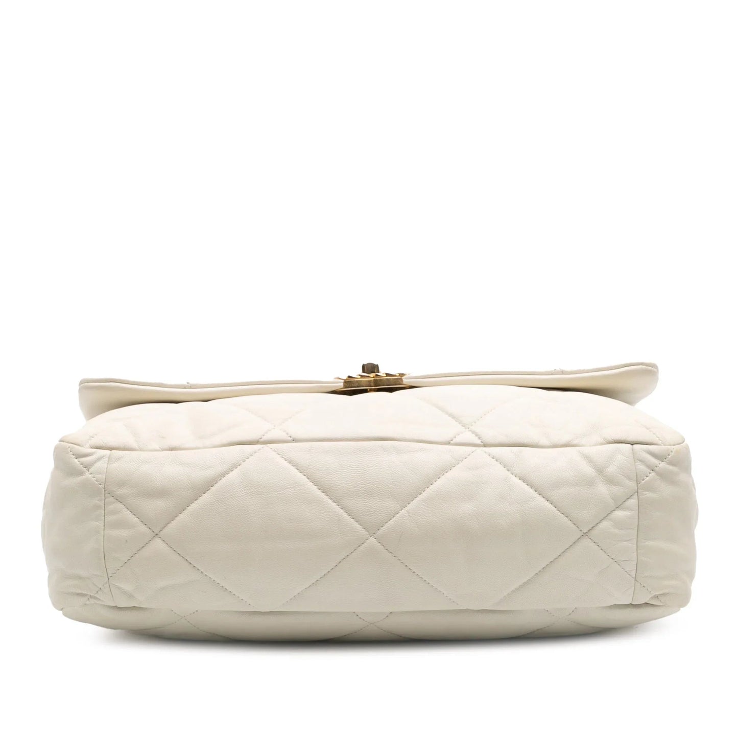 White Chanel Maxi Lambskin 19 Flap Satchel