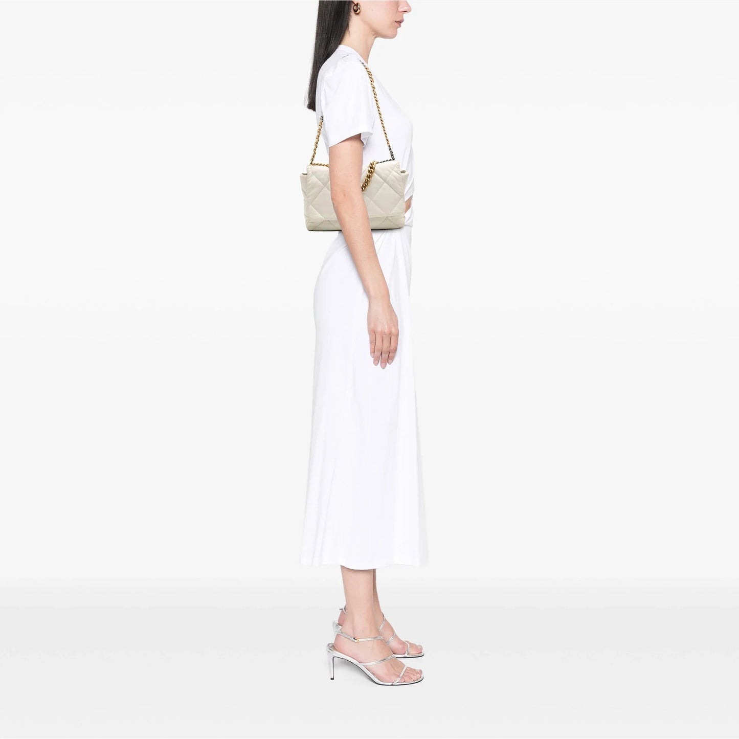 White Chanel Maxi Lambskin 19 Flap Satchel