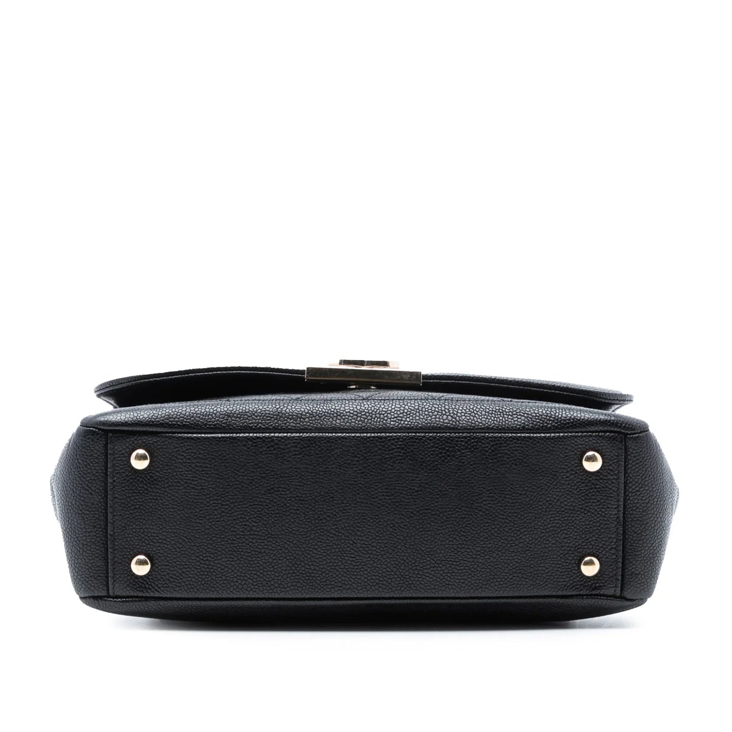 Black Chanel Quilted Caviar CC Plate Flap Pocket Shoulder Bag