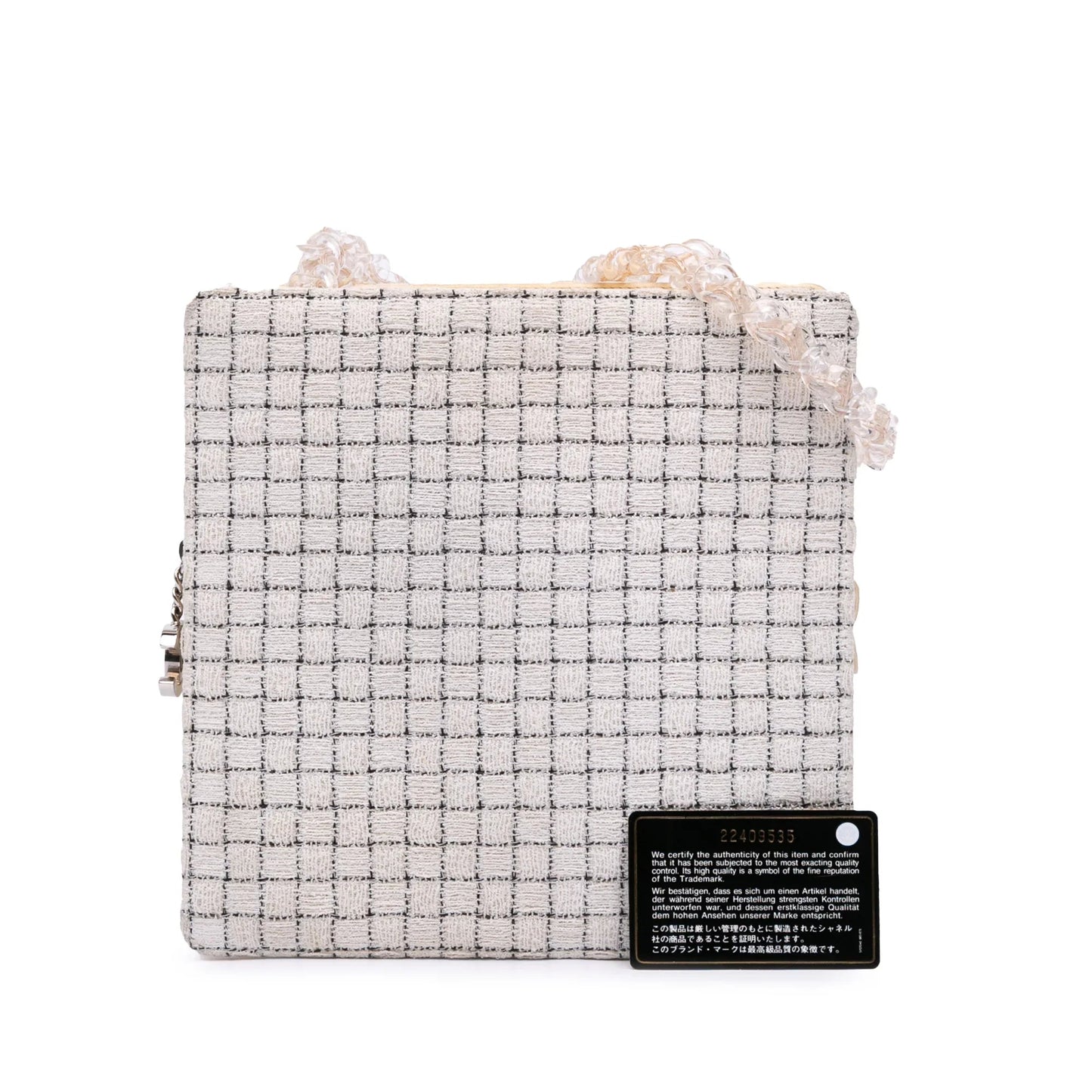 White Chanel Small Tweed and Resin Zipped Shopping Bag