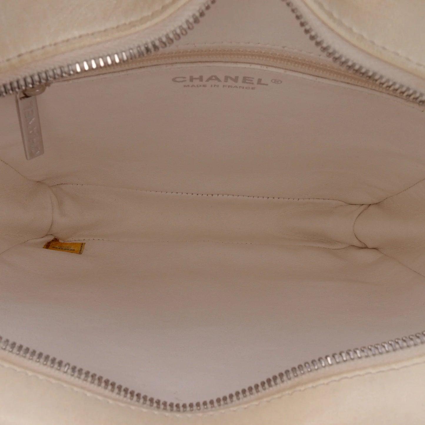White Chanel Small Tweed and Resin Zipped Shopping Bag