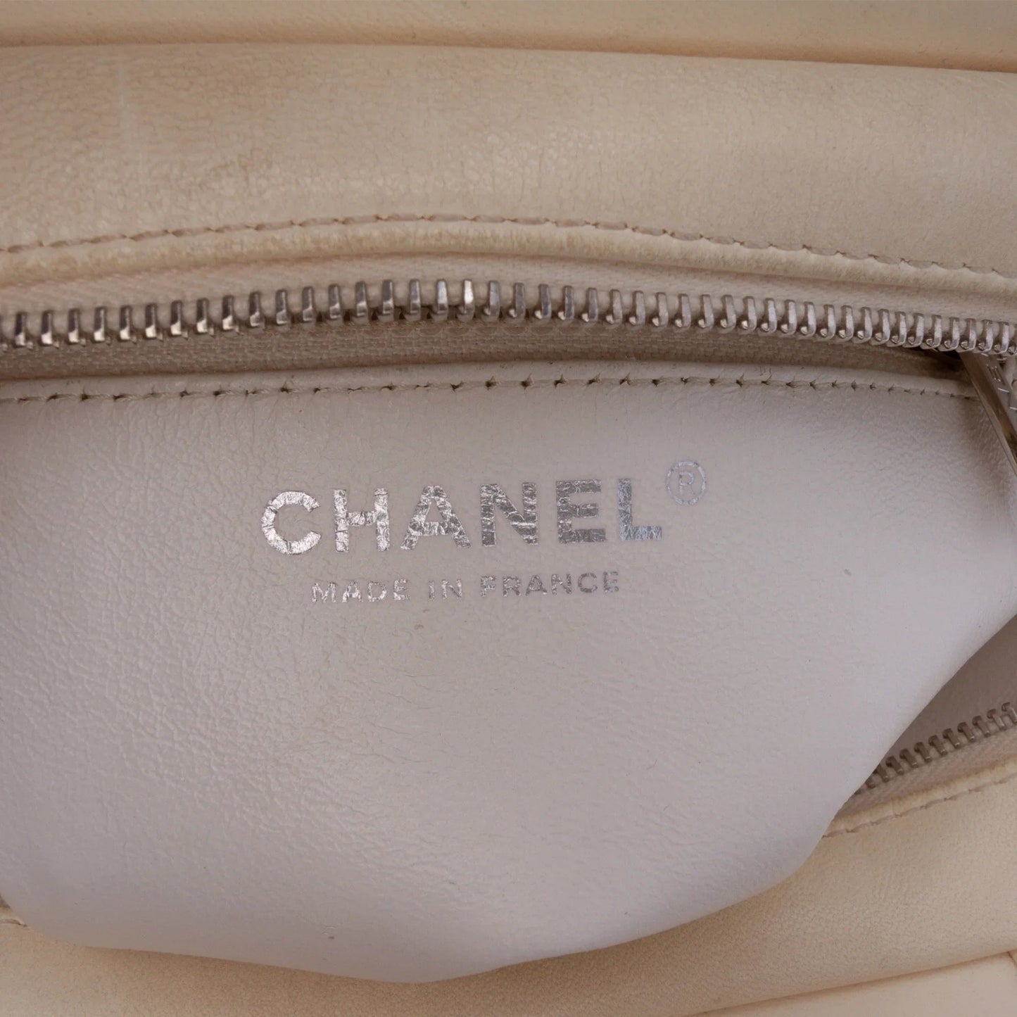 White Chanel Small Tweed and Resin Zipped Shopping Bag