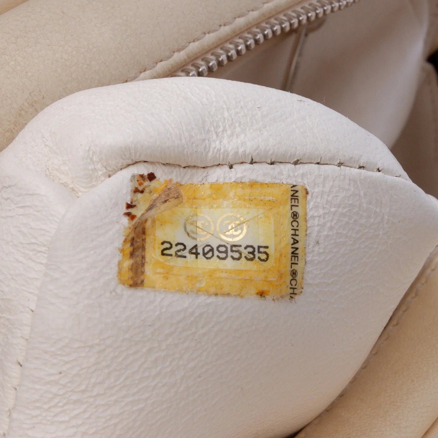 White Chanel Small Tweed and Resin Zipped Shopping Bag