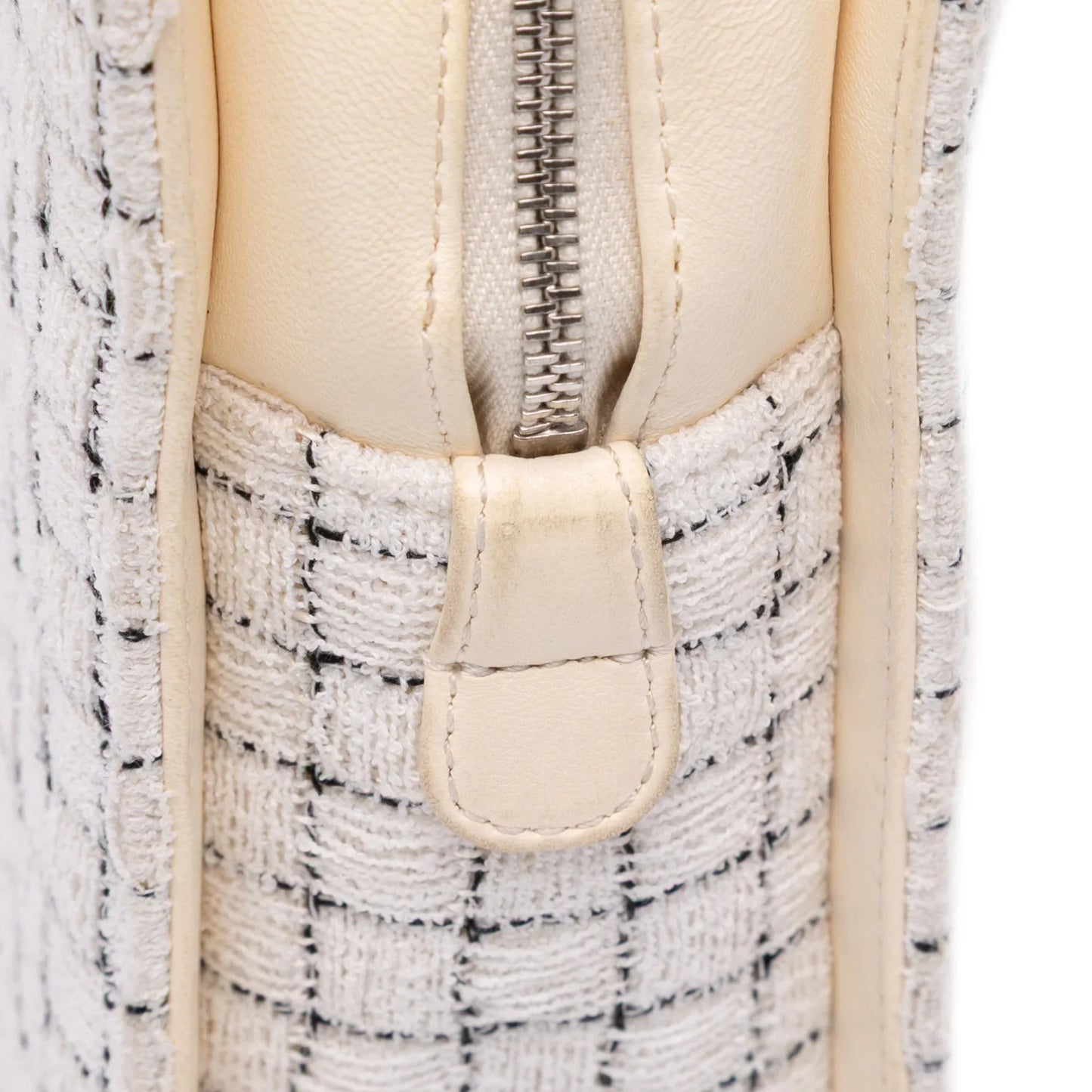 White Chanel Small Tweed and Resin Zipped Shopping Bag