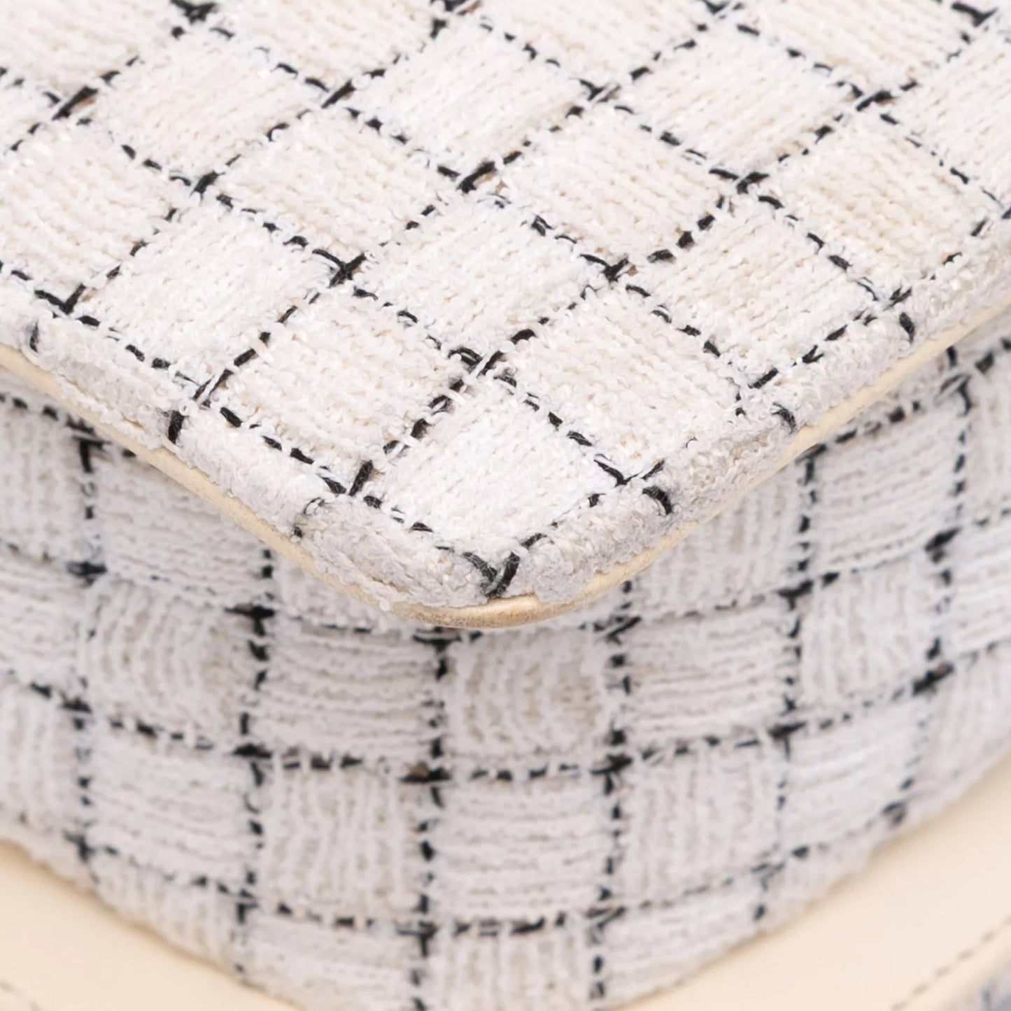 White Chanel Small Tweed and Resin Zipped Shopping Bag