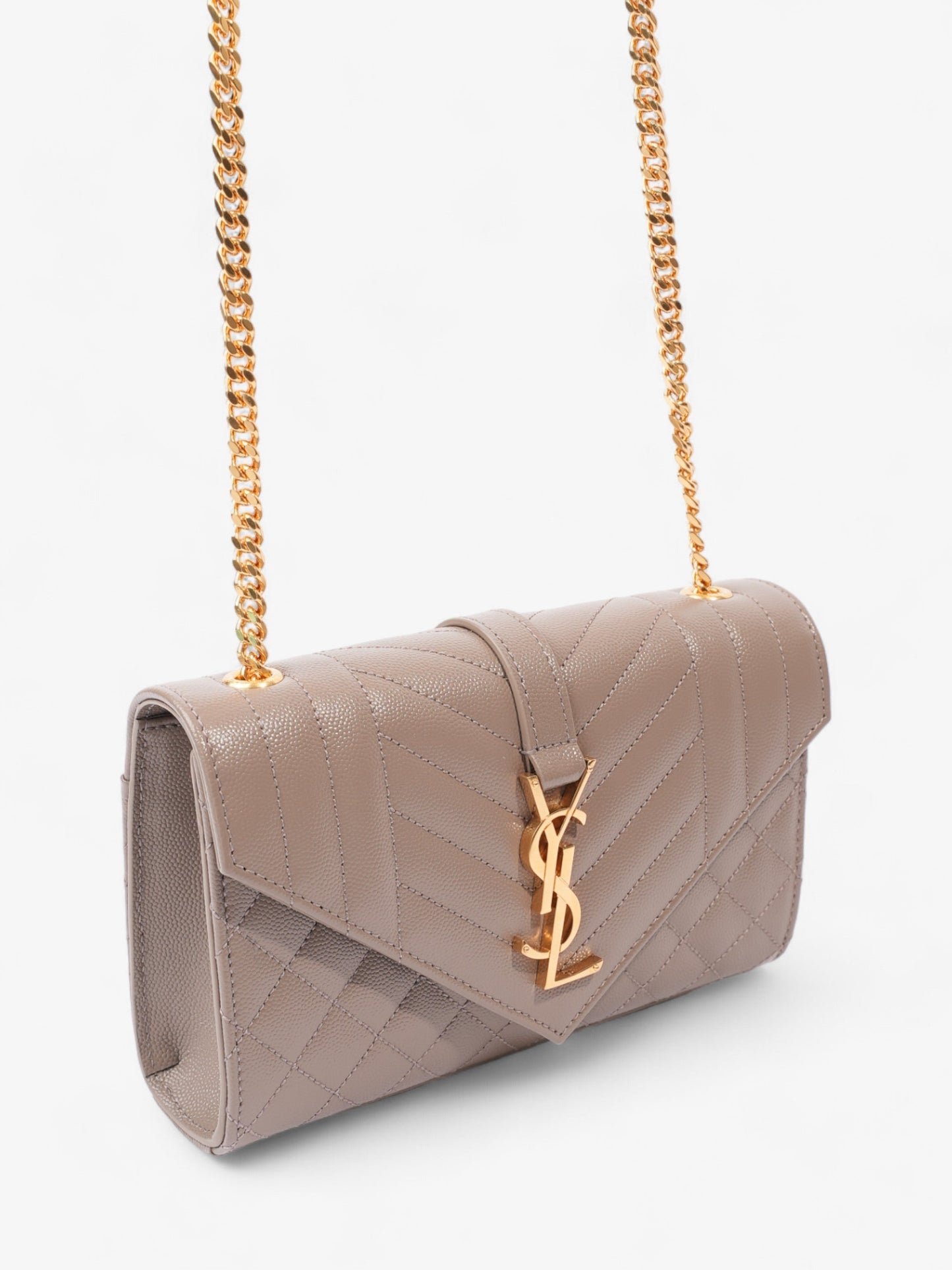 Saint Laurent Envelope Dark Beige Calfskin Leather Small