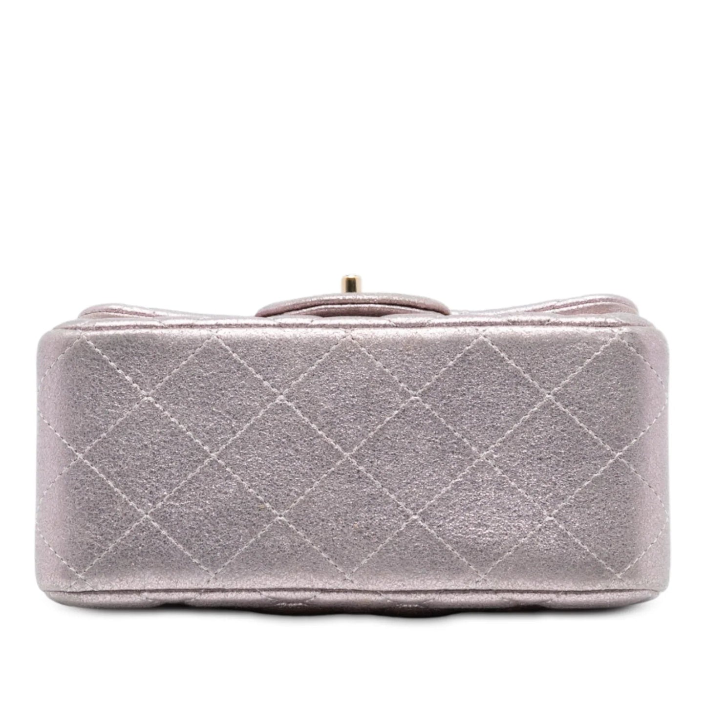 Pink Chanel Mini Square Classic Iridescent Calfskin Single Flap Crossbody Bag