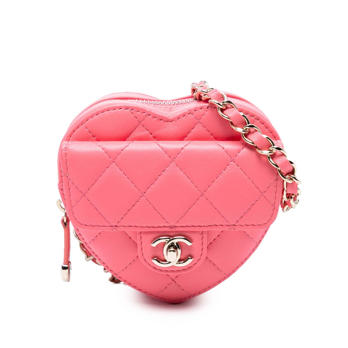 Pink Chanel Mini Lambskin CC in Love Heart Crossbody