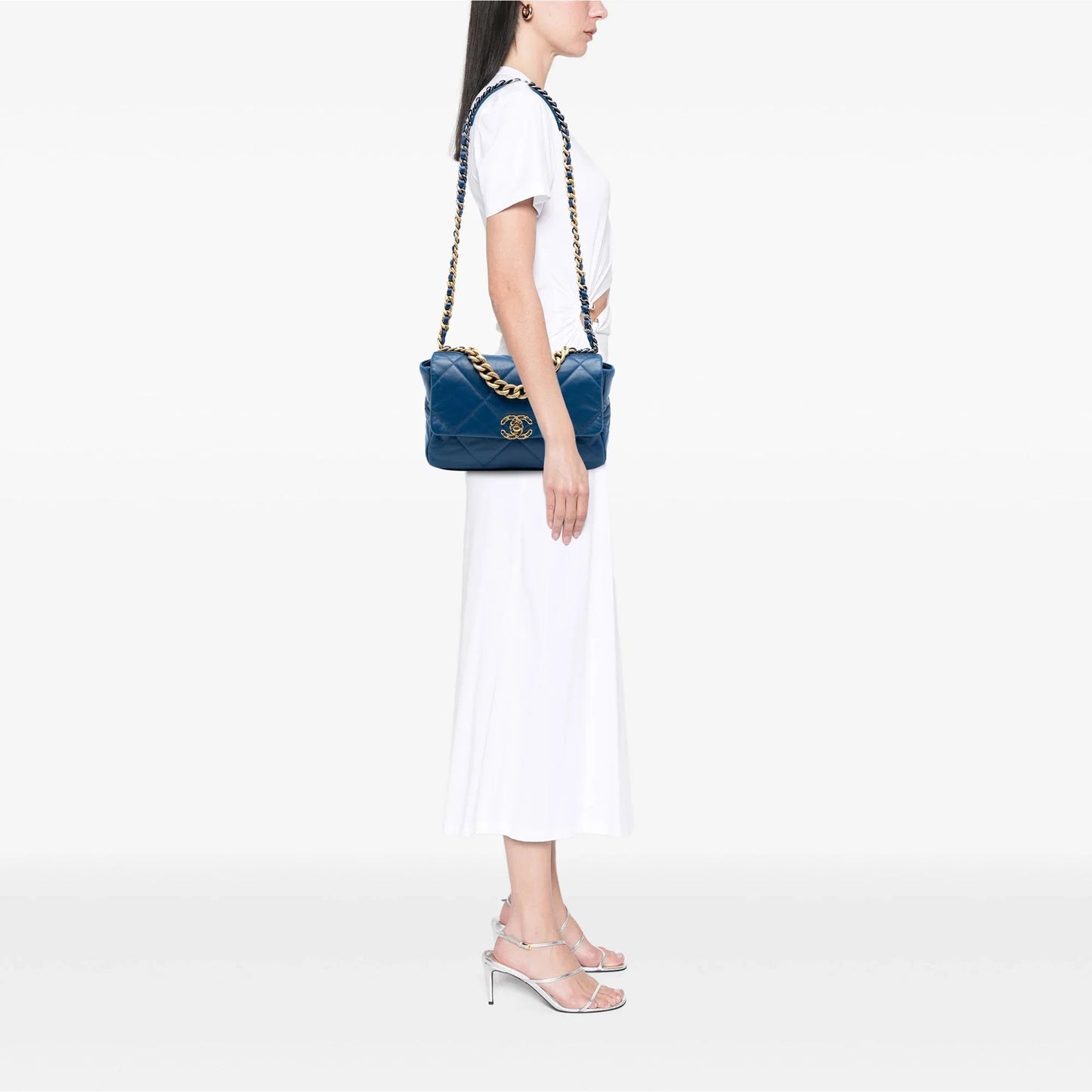 Blue Chanel Large Lambskin 19 Flap Satchel