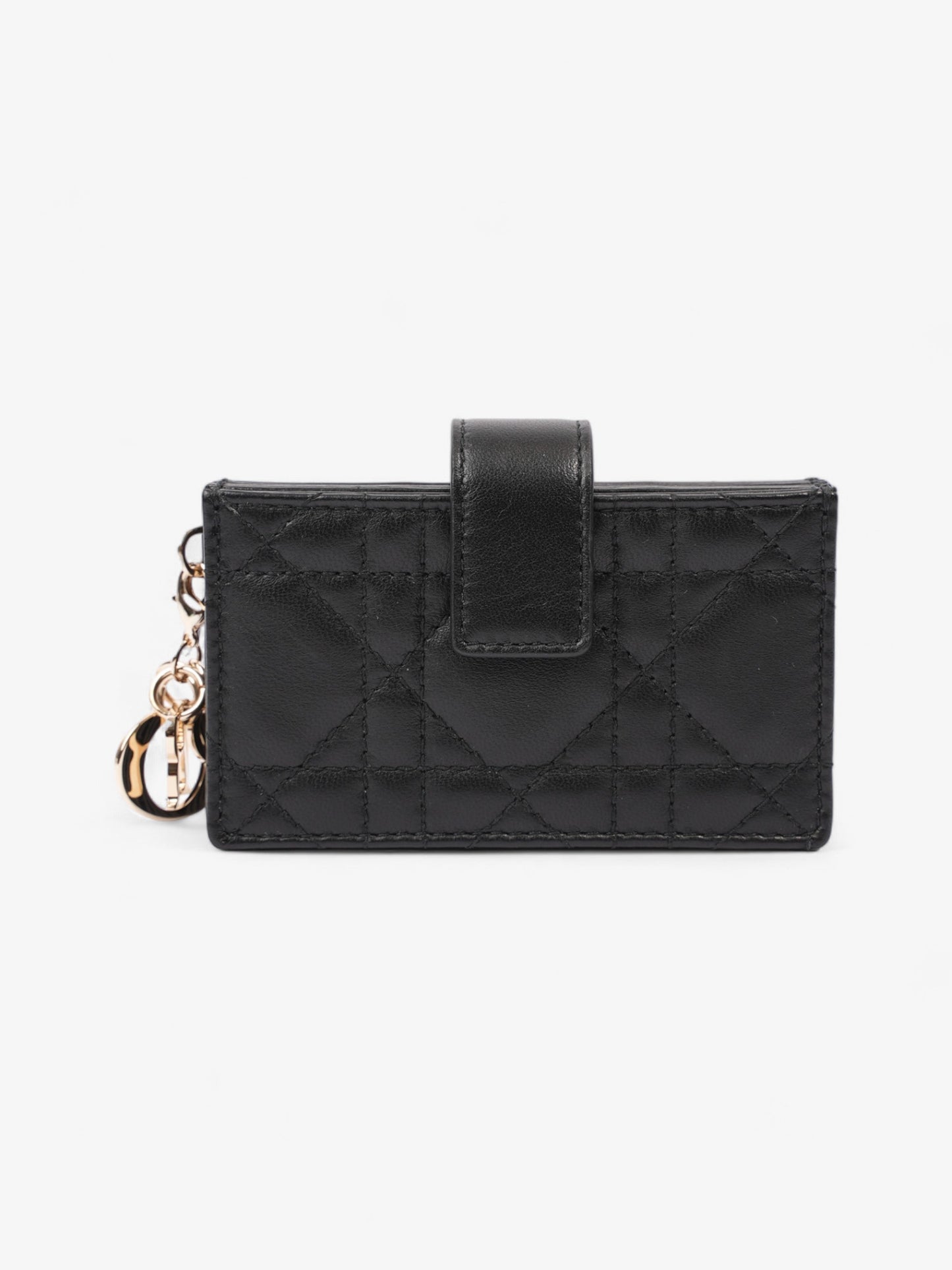 Christian Dior Lady Dior Jasmine Card Holder Black Lambskin Leather