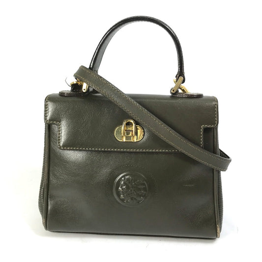 FENDI Shoulder Bag leather khaki handbag bag   Women