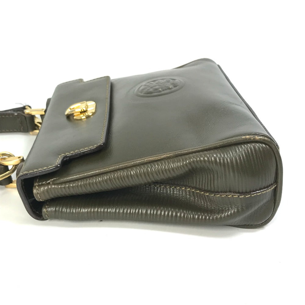 FENDI Shoulder Bag leather khaki handbag bag   Women