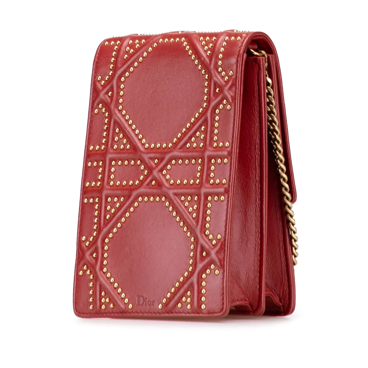Red Dior Studded Lambskin Vertical Diorama Crossbody