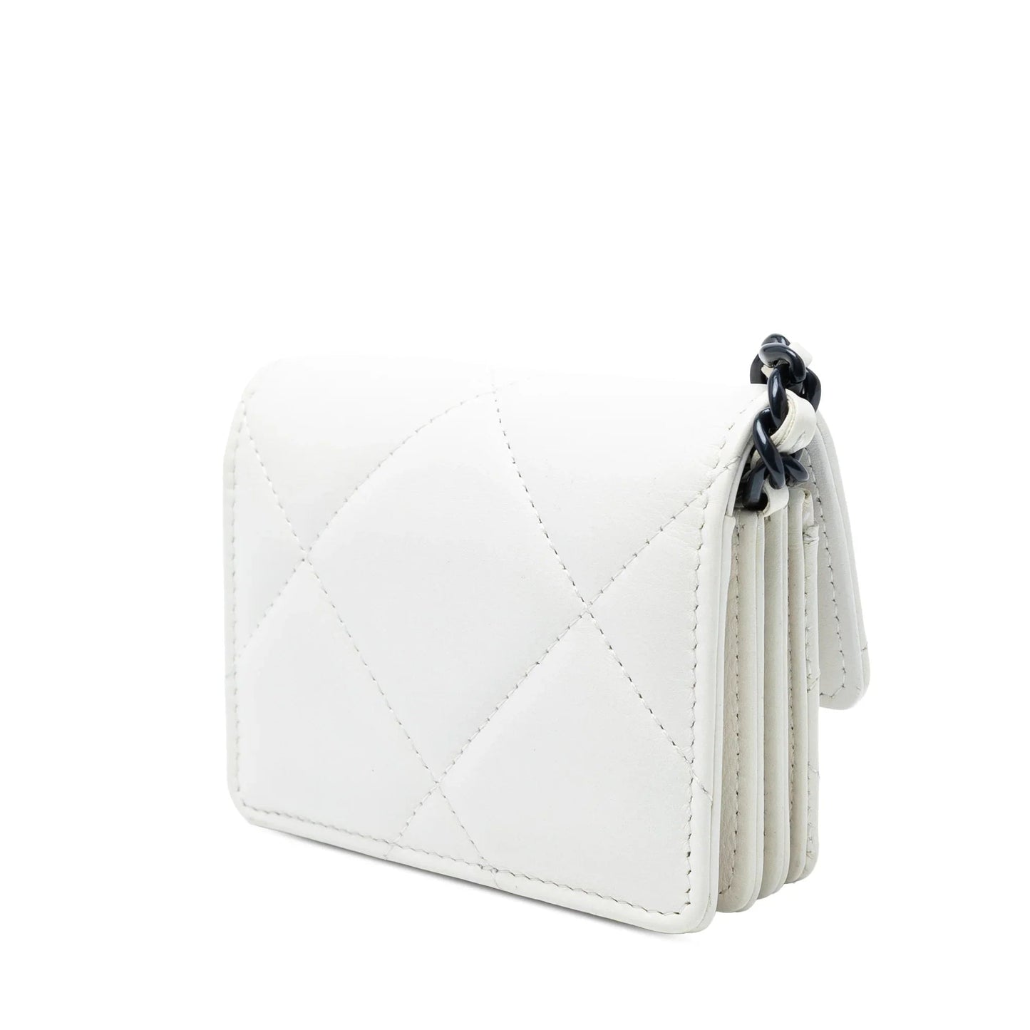 White Chanel Lambskin 19 Flap Coin Purse With Chain Crossbody Bag