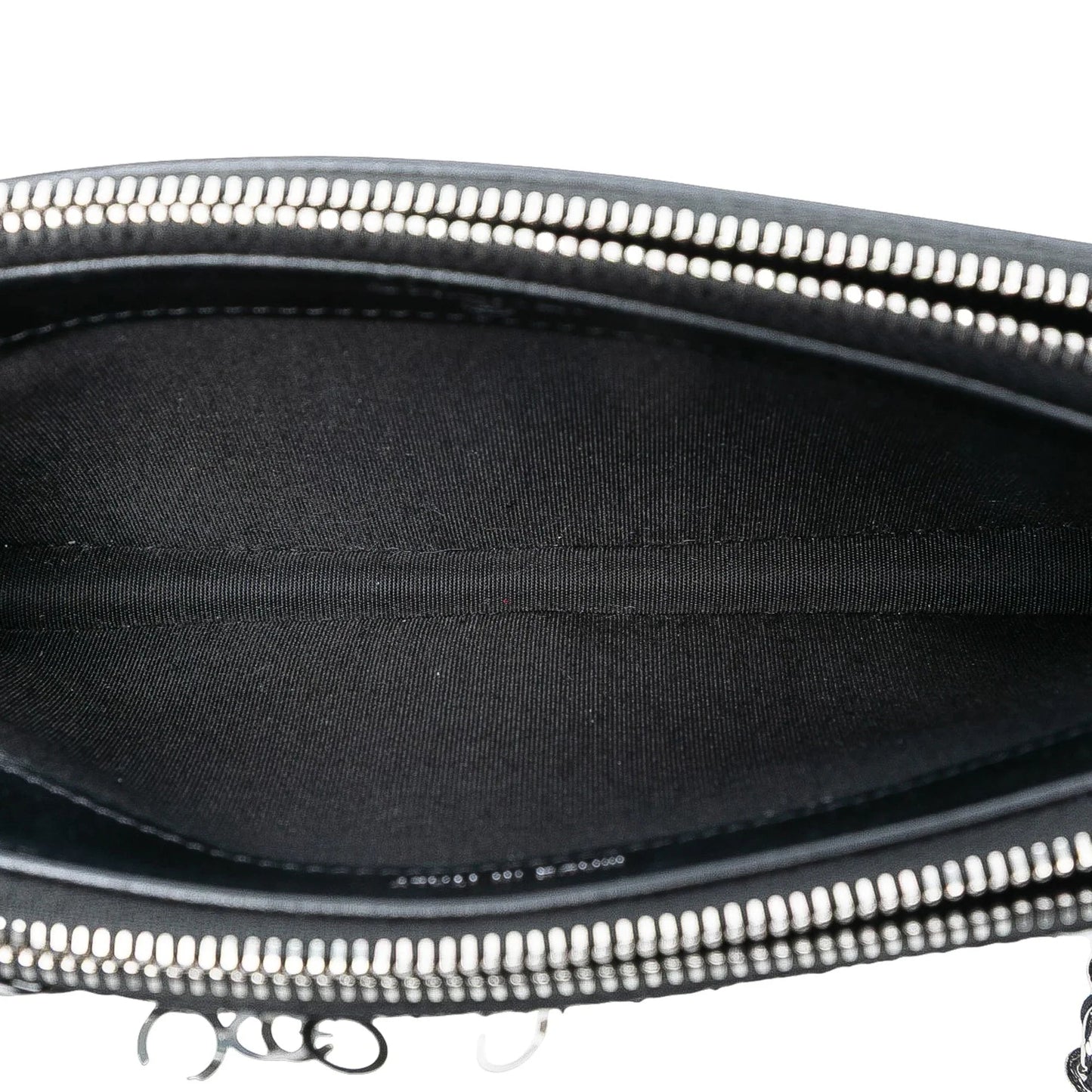 Black Chanel CC Calfskin and Sequin Double Zip Wallet on Chain Crossbody Bag