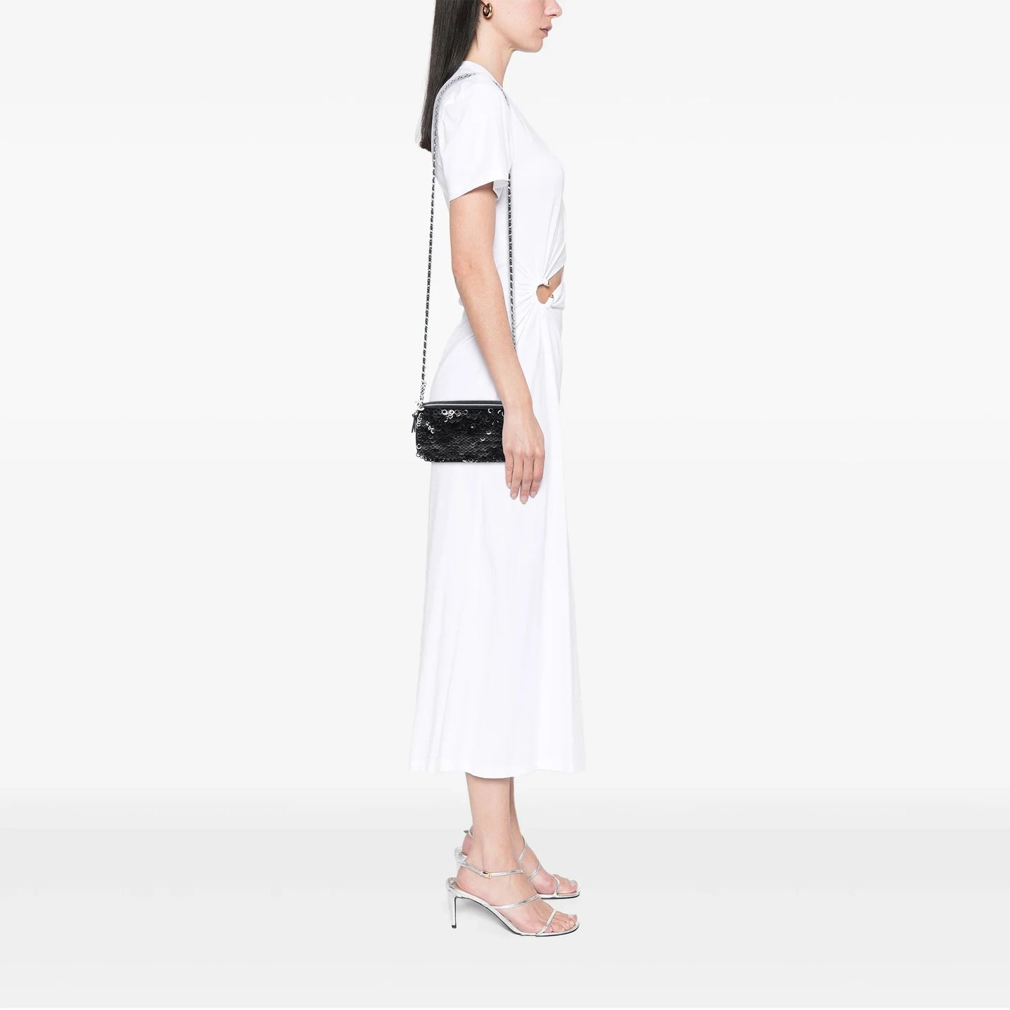 Black Chanel CC Calfskin and Sequin Double Zip Wallet on Chain Crossbody Bag