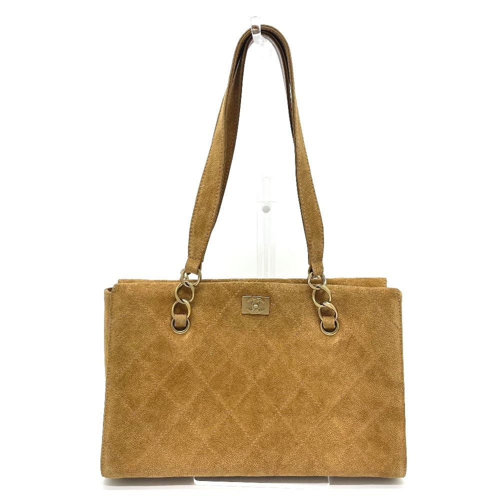 CHANEL Shoulder Bag suede Brown CC COCO Mark Matrasse Women