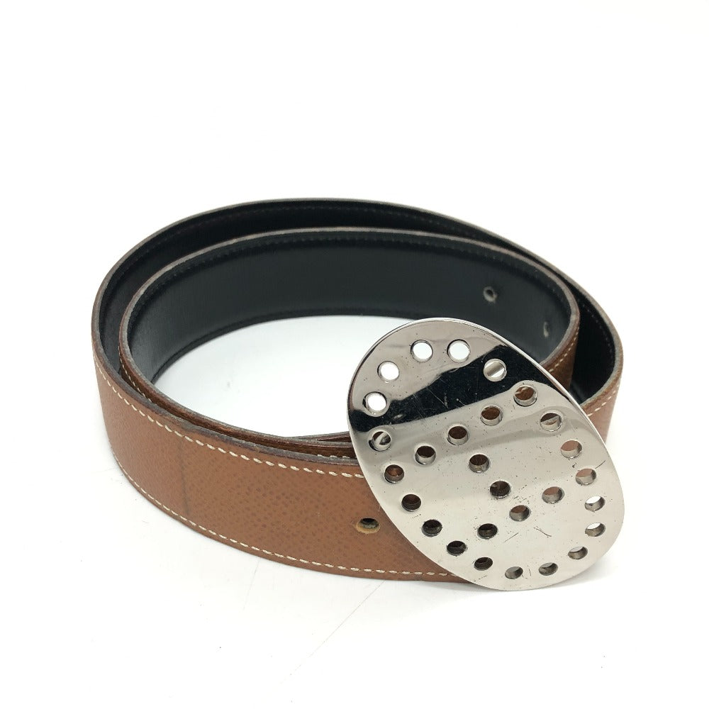 HERMES belt Boxcalf, Epsom Brown Punching H logo Women 65  d
