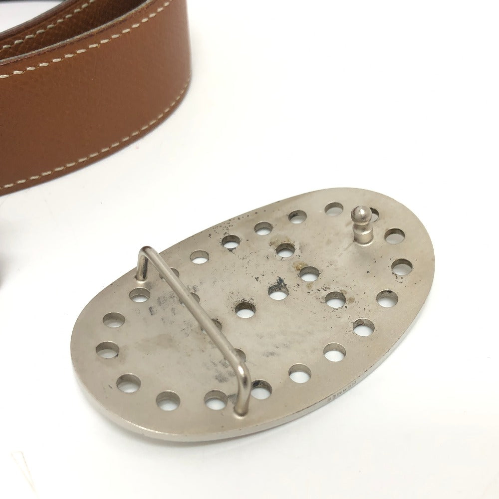 HERMES belt Boxcalf, Epsom Brown Punching H logo Women 65  d