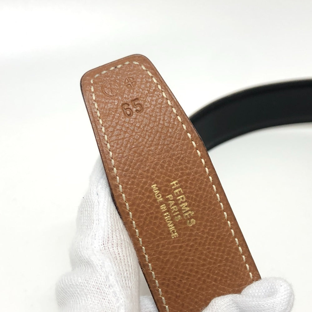 HERMES belt Boxcalf, Epsom Brown Punching H logo Women 65  d