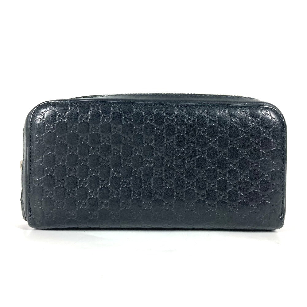 GUCCI Long Wallet Purse 278635 leather black GG Micro Guccisima