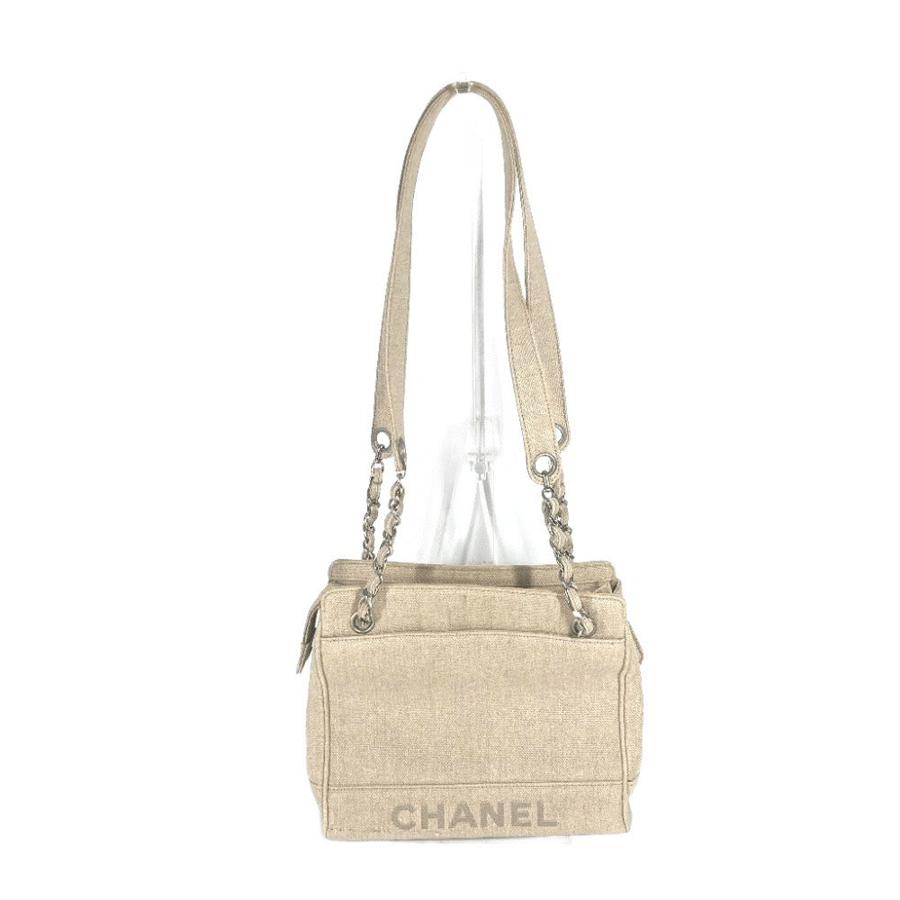 CHANEL Shoulder Bag canvas beige   CC COCO Mark
