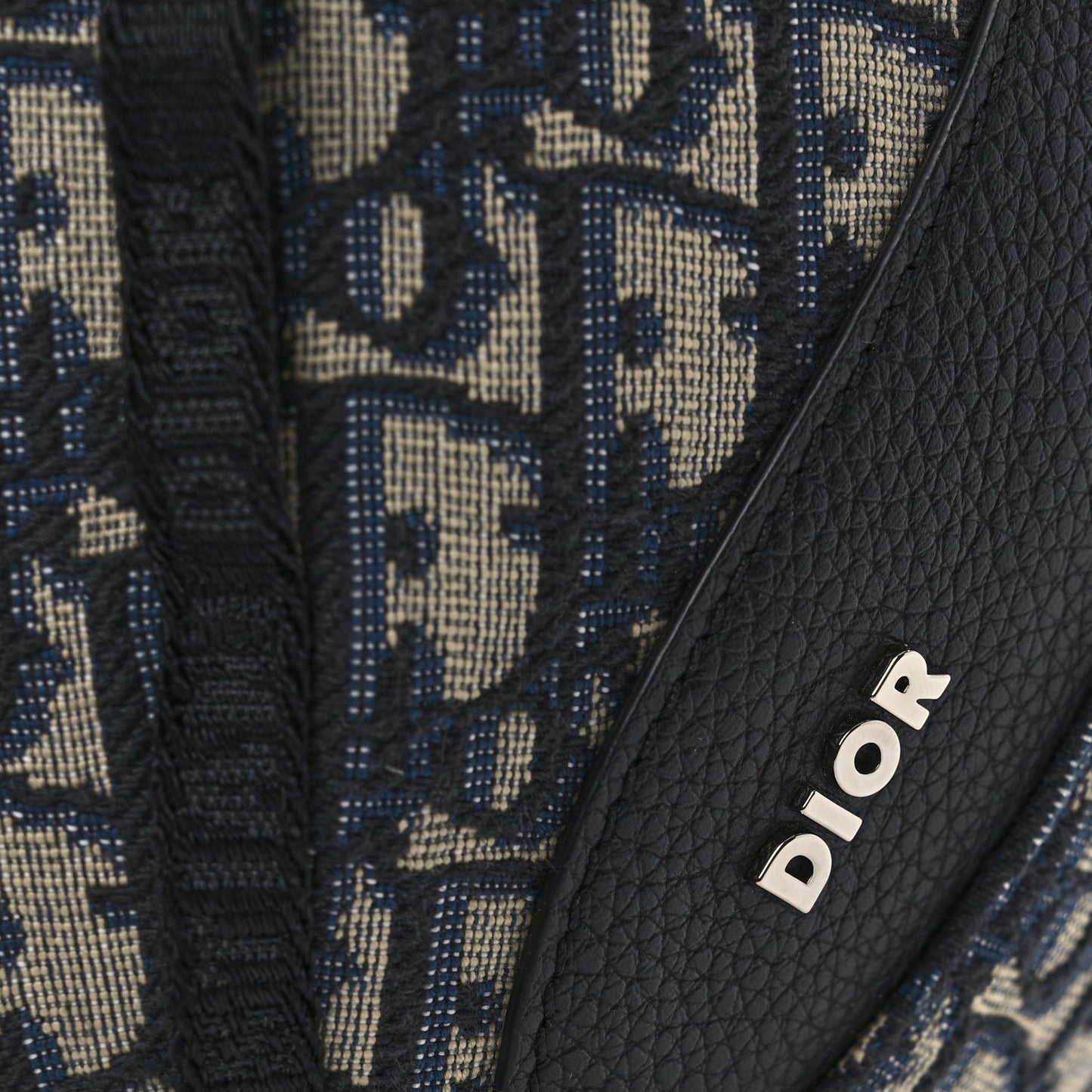 Christian Dior Grained Calfskin Oblique Scarab Sling Bag Blue Black