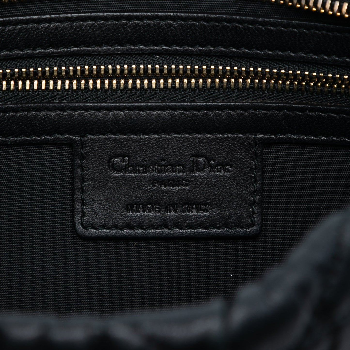 Black Dior Calfskin Cannage Rose Clutch