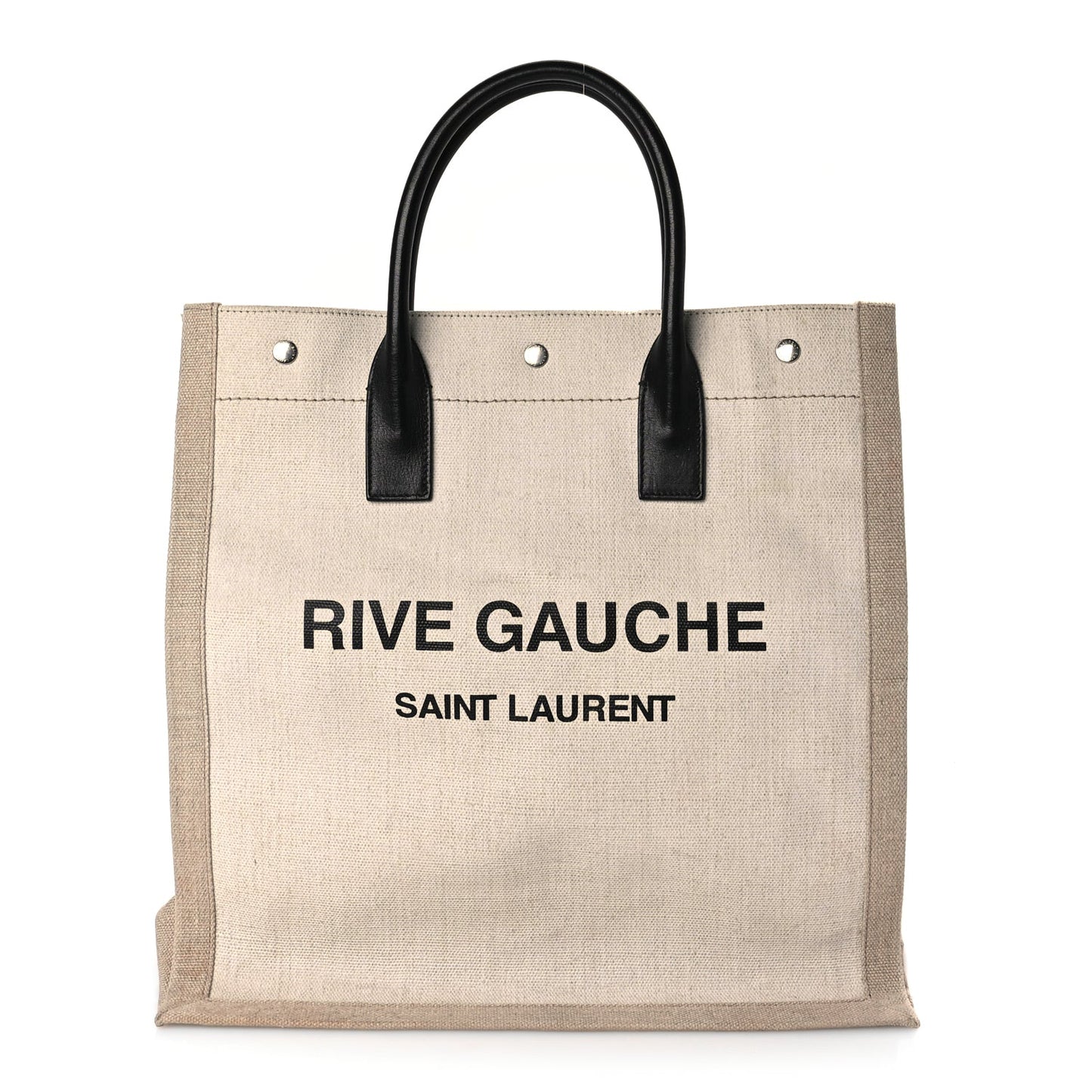 Saint Laurent Linen Calfskin Rive Gauche North South Tote Optic White