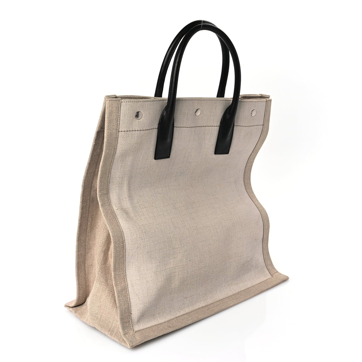 Saint Laurent Linen Calfskin Rive Gauche North South Tote Optic White