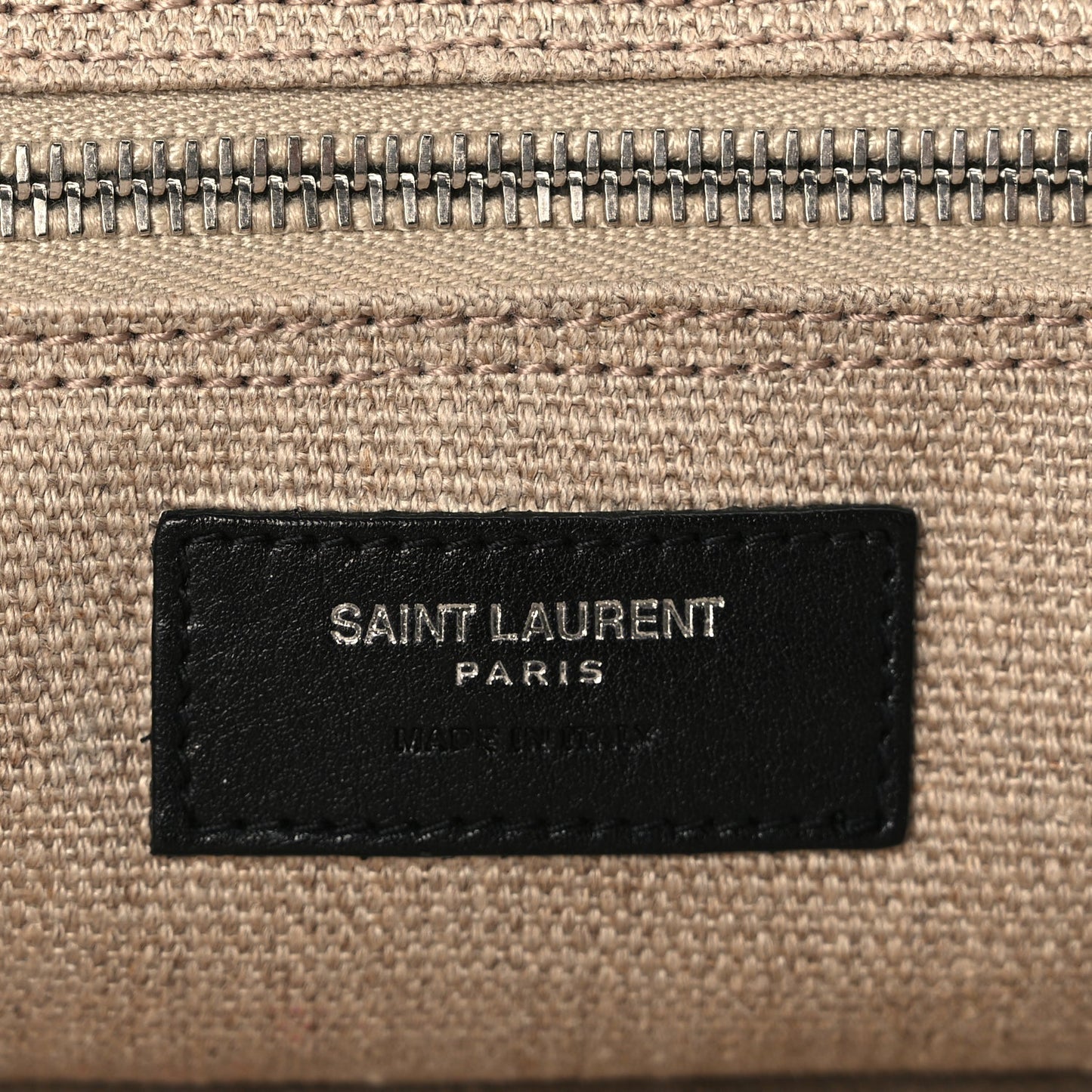 Saint Laurent Linen Calfskin Rive Gauche North South Tote Optic White