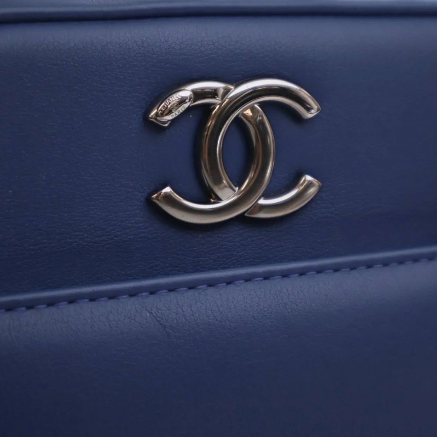 Blue Chanel Medium Calfskin Trendy CC Bowling Bag Satchel