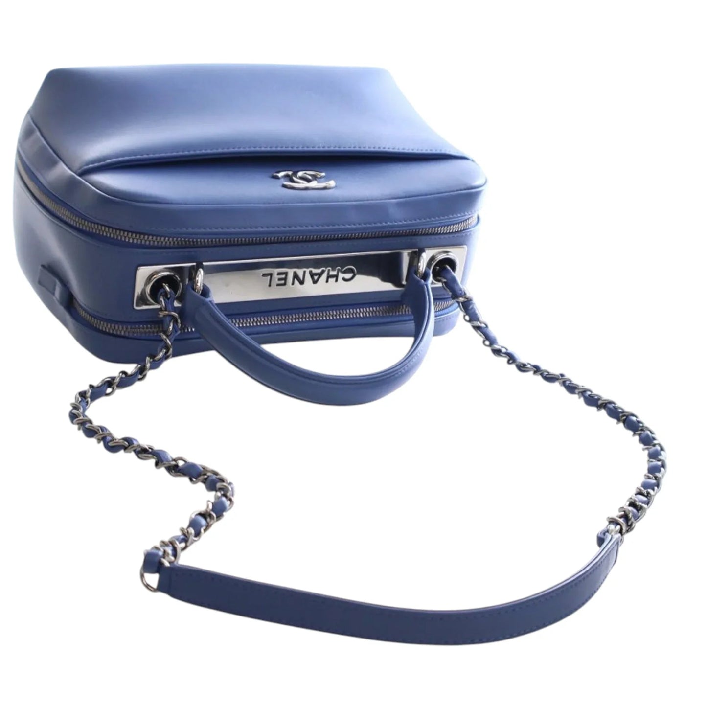 Blue Chanel Medium Calfskin Trendy CC Bowling Bag Satchel