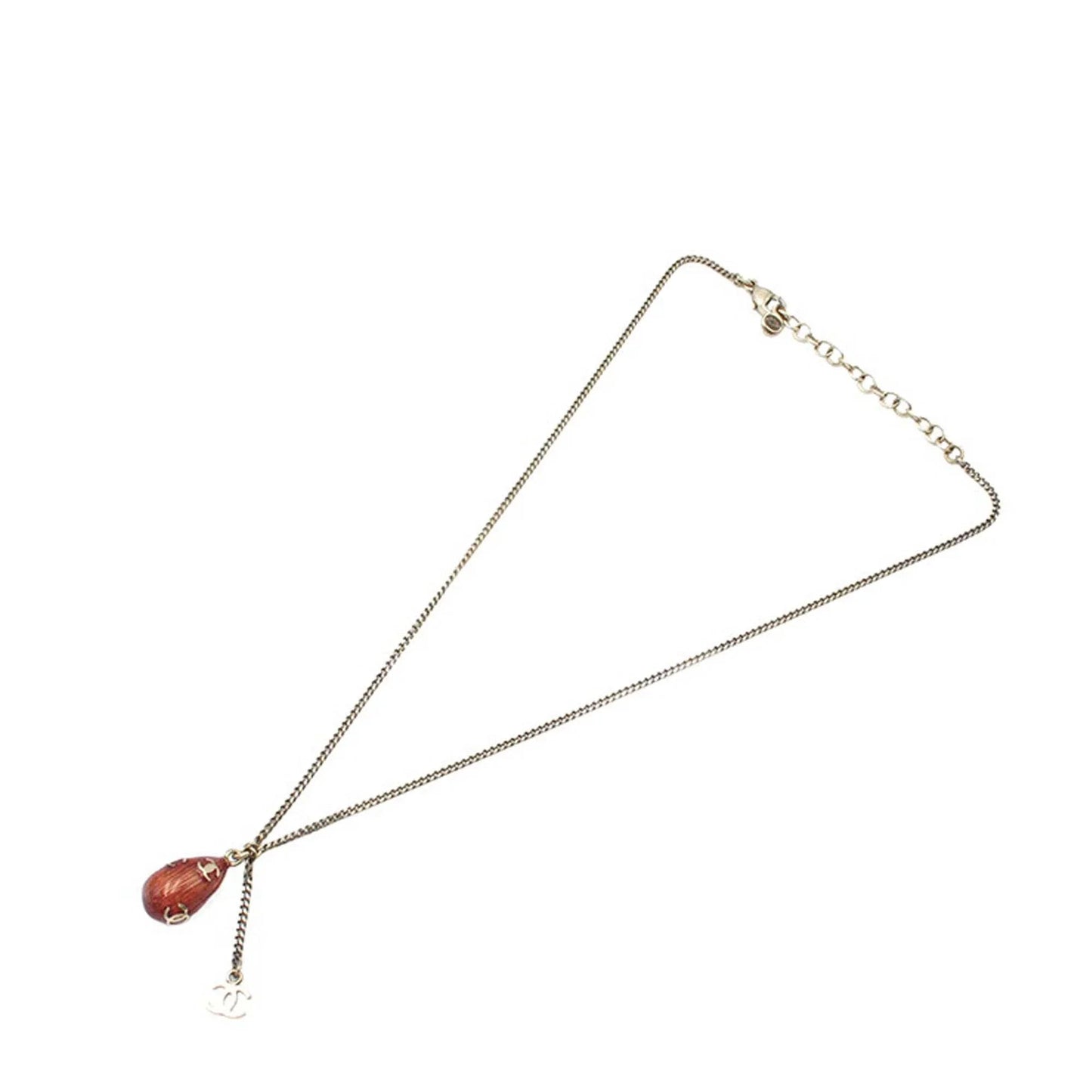 Gold Chanel CC Gold Plated Acorn Pendant Necklace