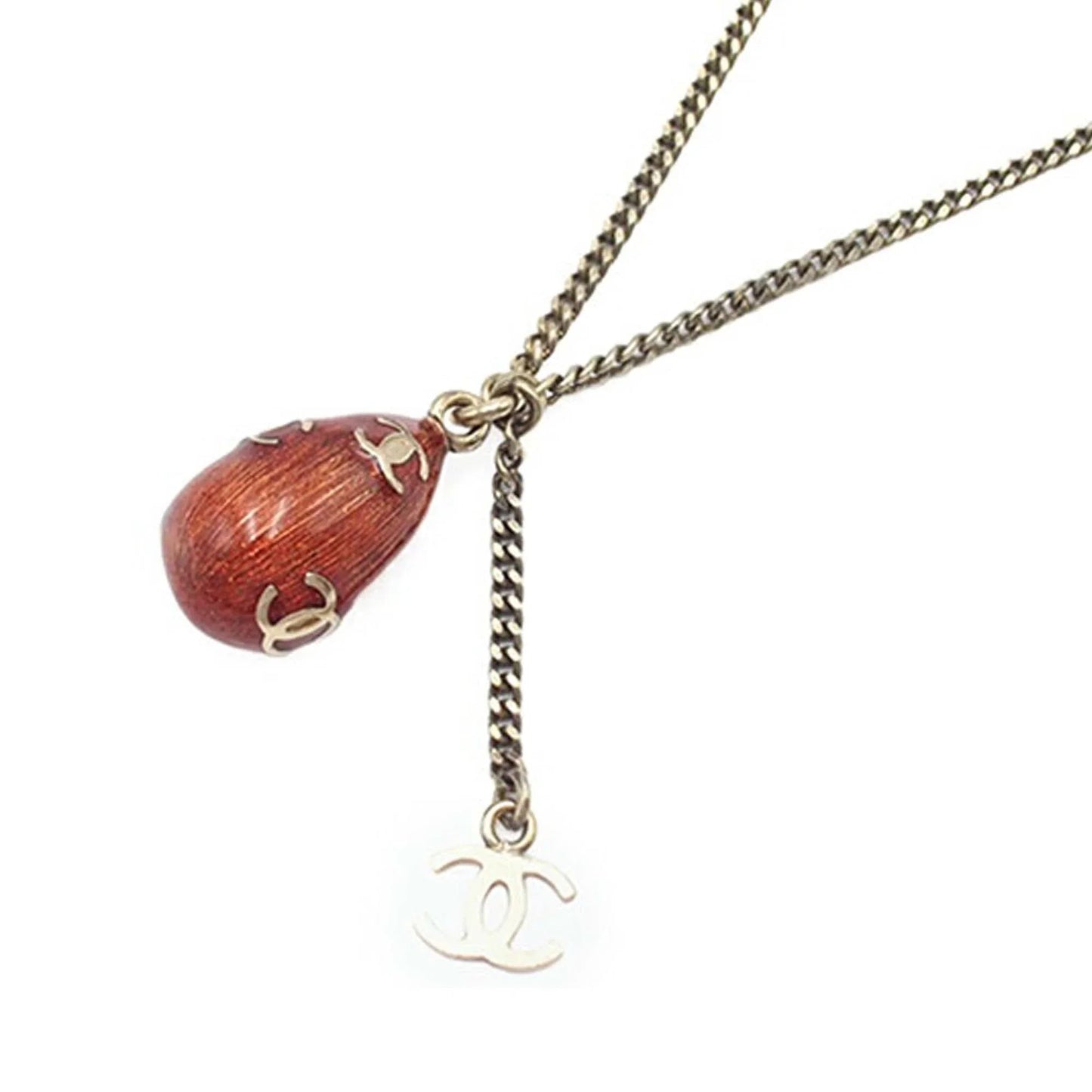 Gold Chanel CC Gold Plated Acorn Pendant Necklace