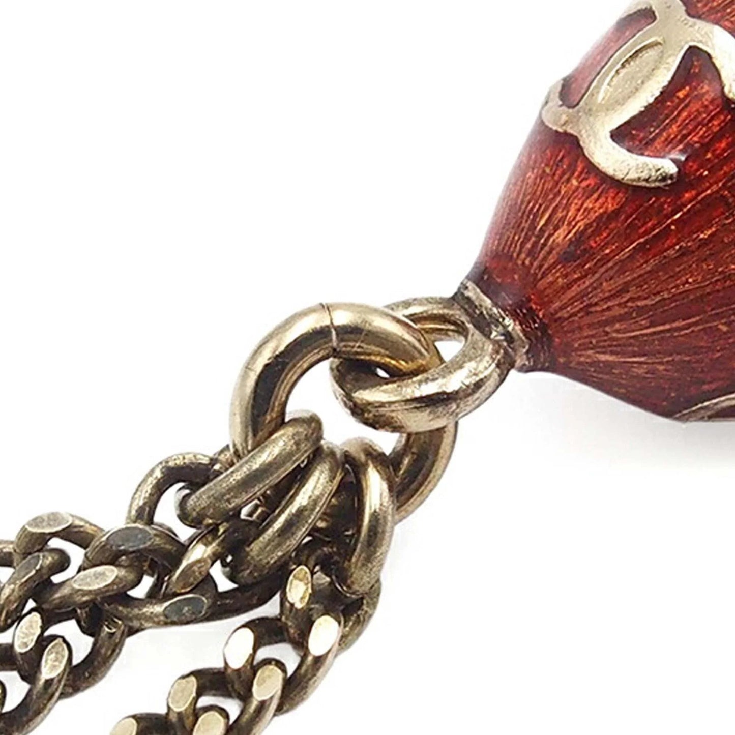 Gold Chanel CC Gold Plated Acorn Pendant Necklace