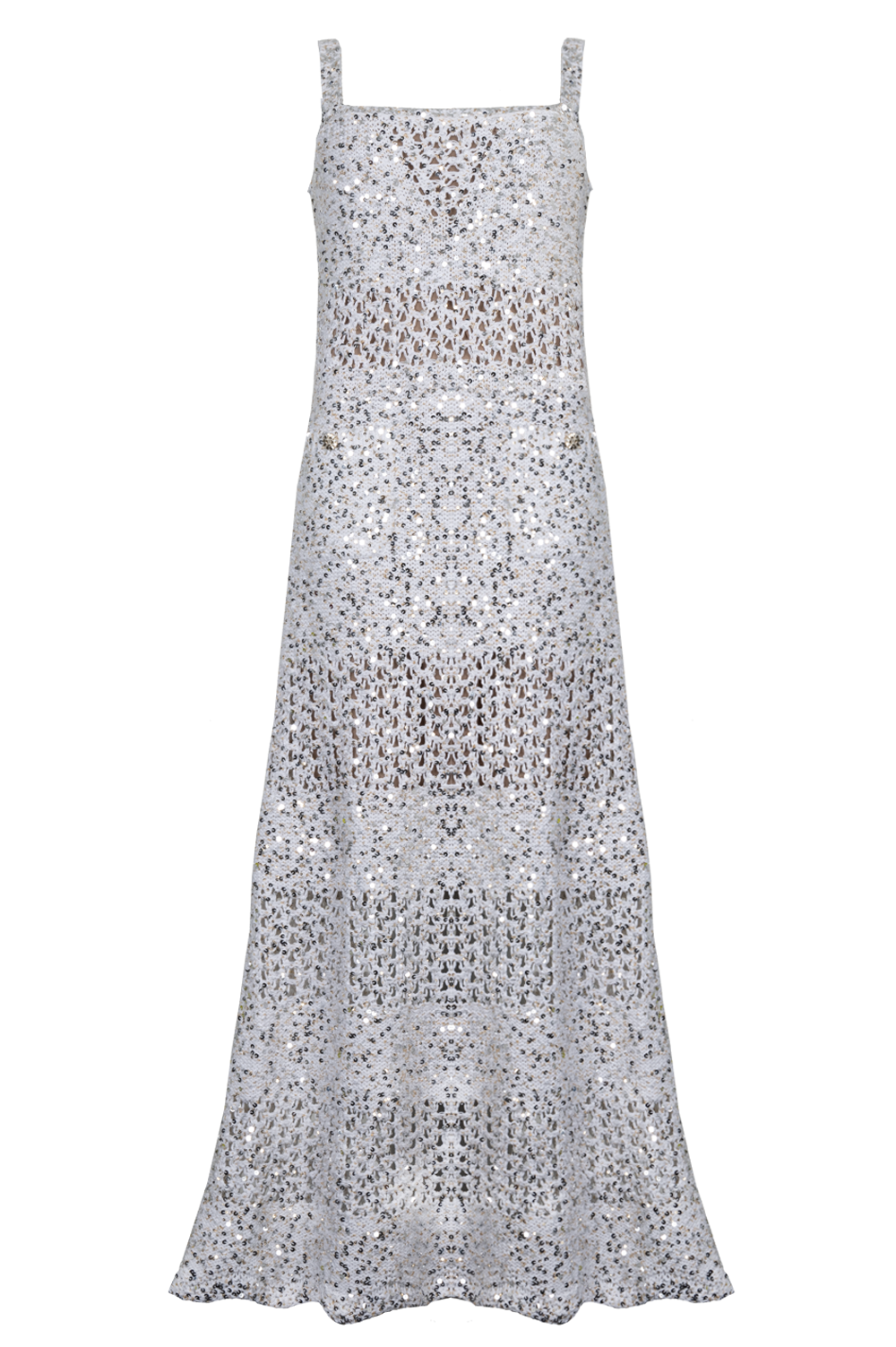 CHANEL Knit Dress Sequin White
