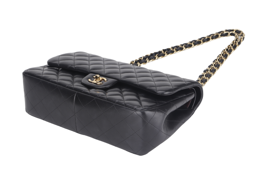 CHANEL CLASSIC DOUBLE FLAP JUMBO BLACK LAMBSKIN LEATHER GHW (1685xxxx) WITH  AND DUST COVER