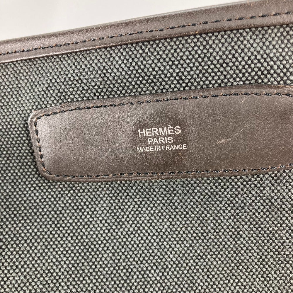 HERMES Shoulder Bag Canvas / leather khaki flap 2way handbag Allele Tour mens  d
