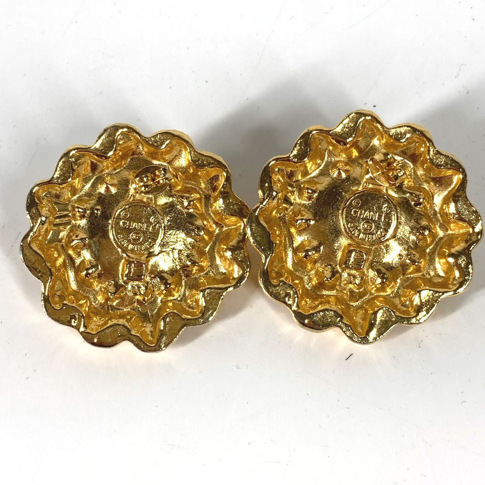 CHANEL Pierce metal gold   Flowers Rhinestones Faux Pearls Women