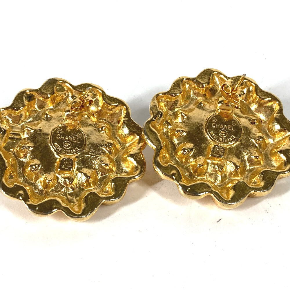 CHANEL Pierce metal gold   Flowers Rhinestones Faux Pearls Women