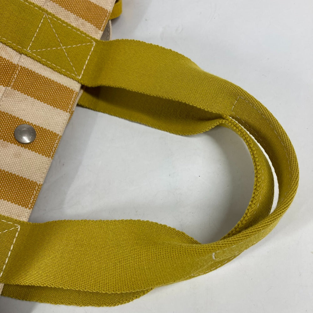 HERMES Tote Bag canvas yellow With porch Cannes MM Stripes Women  d