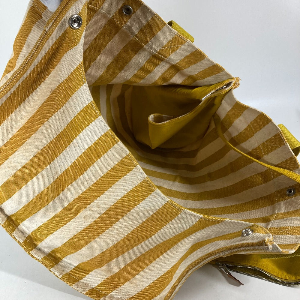 HERMES Tote Bag canvas yellow With porch Cannes MM Stripes Women  d