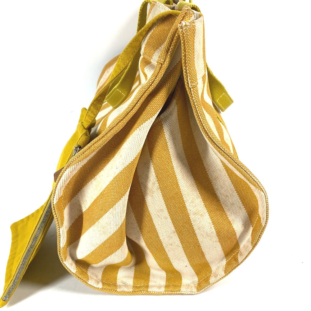 HERMES Tote Bag canvas yellow With porch Cannes MM Stripes Women  d