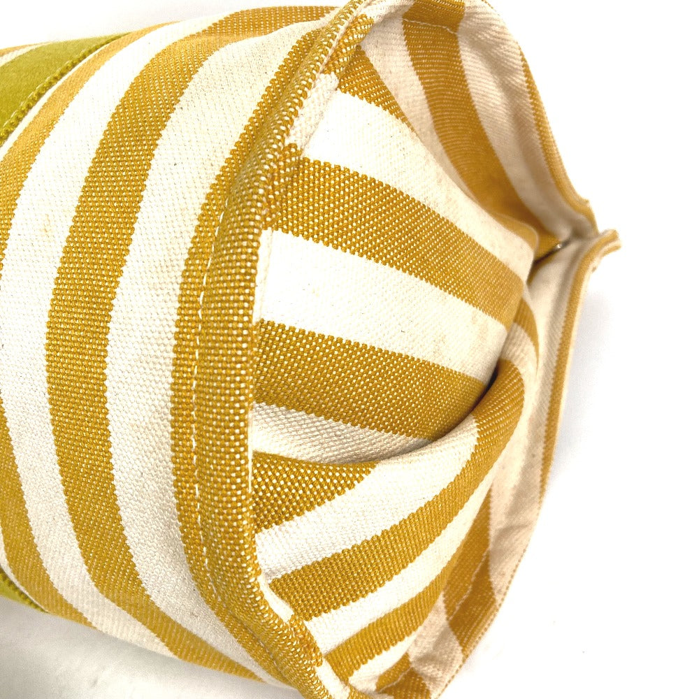 HERMES Tote Bag canvas yellow With porch Cannes MM Stripes Women  d