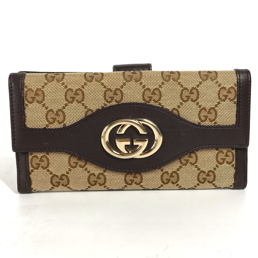 GUCCI Long Wallet Purse 282426  GG canvas / leather beige GG long wallet Interlocking G Women